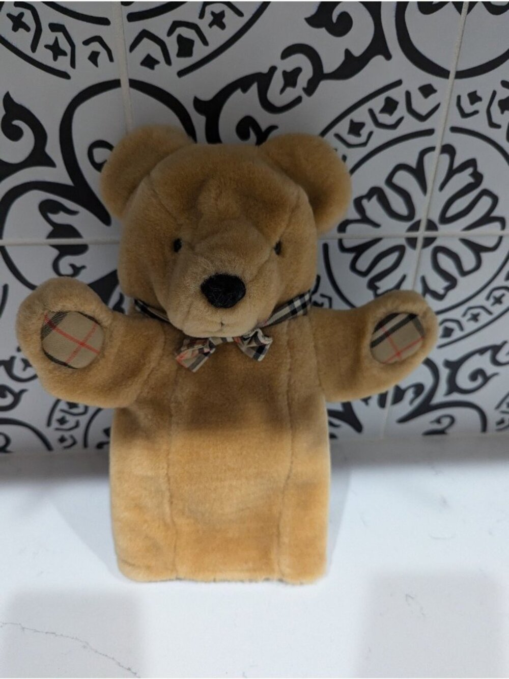 Adorable Vintage Burberry Rare Plush Teddy Bear Hand Puppet